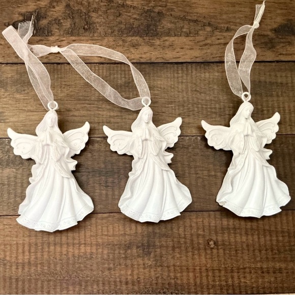 Vintage Other - Vintage Christmas White Angel Ornaments Set of 3